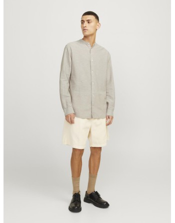 CAMISA M/L LINO CUELLO MAO 12248581 JJELINEN BLEND BAND SHIRT LS SN