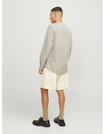 CAMISA M/L LINO CUELLO MAO 12248581 JJELINEN BLEND BAND SHIRT LS SN