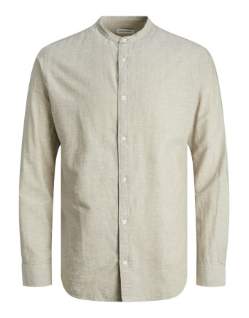 CAMISA M/L LINO CUELLO MAO 12248581 JJELINEN BLEND BAND SHIRT LS SN