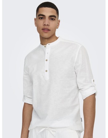 CAMISA M/L CUELLO MAO 22009883 ONSCAIDEN LIFE LS HALFPLACKT LINEN NOOS