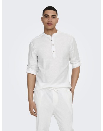 CAMISA M/L CUELLO MAO 22009883 ONSCAIDEN LIFE LS HALFPLACKT LINEN NOOS