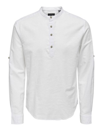 CAMISA M/L CUELLO MAO 22009883 ONSCAIDEN LIFE LS HALFPLACKT LINEN NOOS