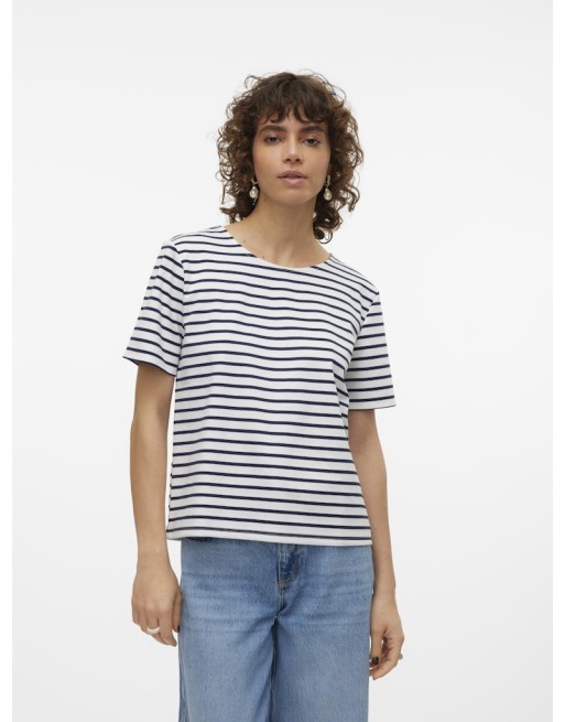 CAMISETA M/C RAYAS CREMALLERA ESPALDA 10304716 VMABBY SS ZIP TOP JRS NOOS