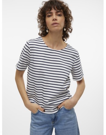 CAMISETA M/C RAYAS CREMALLERA ESPALDA 10304716 VMABBY SS ZIP TOP JRS NOOS