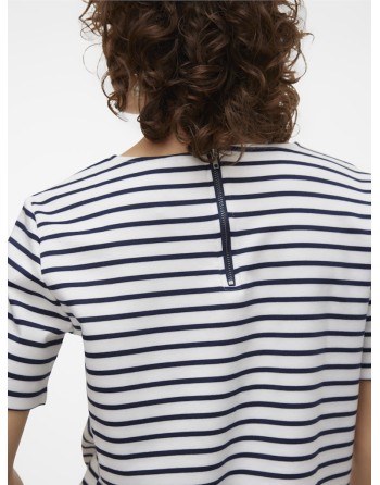 CAMISETA M/C RAYAS CREMALLERA ESPALDA 10304716 VMABBY SS ZIP TOP JRS NOOS