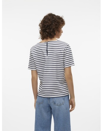 CAMISETA M/C RAYAS CREMALLERA ESPALDA 10304716 VMABBY SS ZIP TOP JRS NOOS
