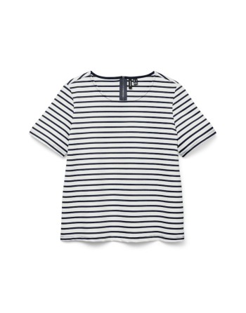 CAMISETA M/C RAYAS CREMALLERA ESPALDA 10304716 VMABBY SS ZIP TOP JRS NOOS