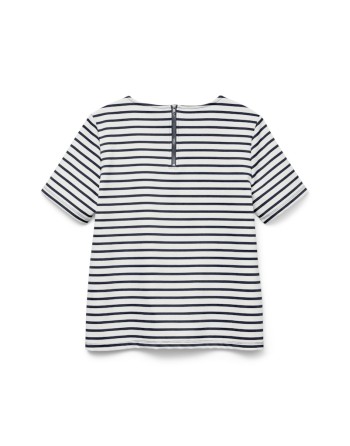 CAMISETA M/C RAYAS CREMALLERA ESPALDA 10304716 VMABBY SS ZIP TOP JRS NOOS
