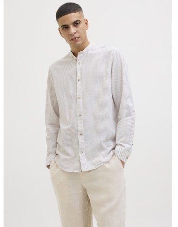 CAMISA M/L CUELLO MAO RAYAS 12269319 JJESUMMER BAND SHIRT LS SN