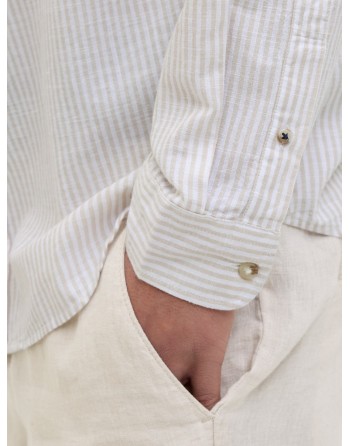 CAMISA M/L CUELLO MAO RAYAS 12269319 JJESUMMER BAND SHIRT LS SN