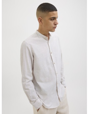 CAMISA M/L CUELLO MAO RAYAS 12269319 JJESUMMER BAND SHIRT LS SN