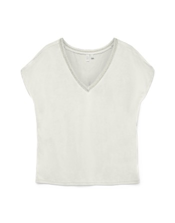 CAMISETA M/C CUELLO V BORDADO ORO 10325154 VMBATILA C/S V-NECK T-SHIRT JRS BTQ GA