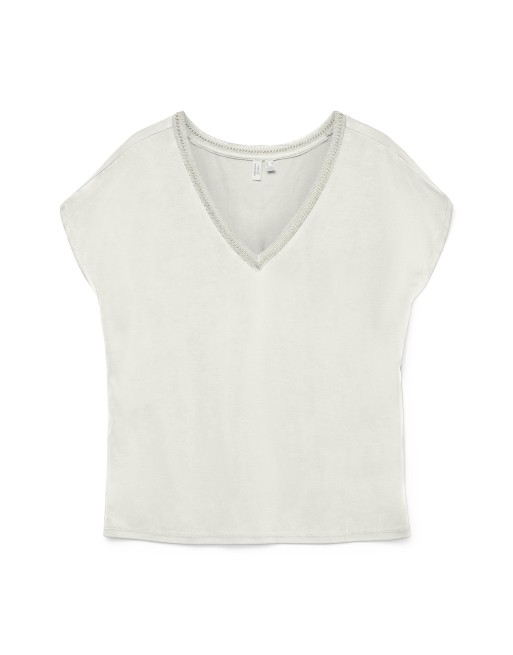 CAMISETA M/C CUELLO V BORDADO ORO 10325154 VMBATILA C/S V-NECK T-SHIRT JRS BTQ GA