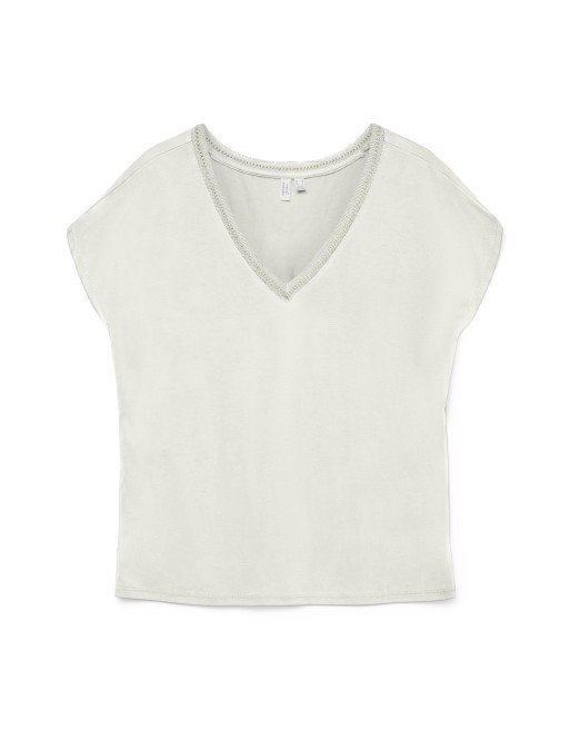 CAMISETA M/C CUELLO V BORDADO ORO 10325154 VMBATILA C/S V-NECK T-SHIRT JRS BTQ GA