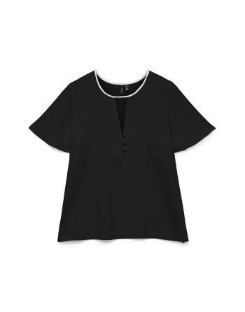 BLUSA M/C RIBETE CUELLO 10325242 VMNIMA SS TOP WVN GA