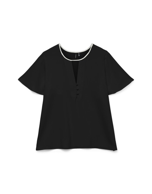 BLUSA M/C RIBETE CUELLO 10325242 VMNIMA SS TOP WVN GA