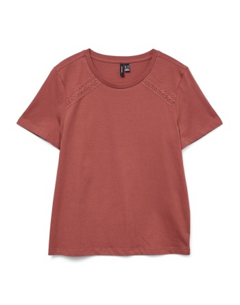 CAMISETA M/C DETALLE CÍRCULO CALADO 10327140 VMSAVANNAH FRANCIS SS TOP BOX JRS SPE GA