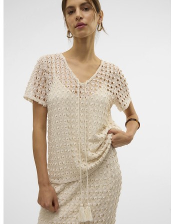 TOP M/C ENCAJE FORRO INTERIOR 10330939 VMDYLIE S/S V-NECK TOP WVN BTQ GA