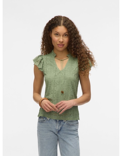 BLUSA M/C CALADA DETALLE VOLANTE EN LA MANGA 10325035 VMMAYA SS STRING TOP JRS VO