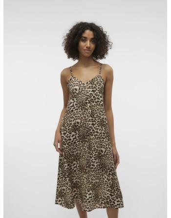 VESTIDO MIDI TIRANTES ANIMAL PRINT 10303398 VMJOSIE CALF SINGLET DRESS WVN GA
