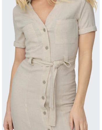 VESTIDO LINO C/BOLSILLOS  MEDI 15347210 ONLSIESTA SS LIN BL SHIRT DRESS PNT NOOS