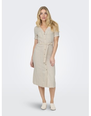 VESTIDO LINO C/BOLSILLOS  MEDI 15347210 ONLSIESTA SS LIN BL SHIRT DRESS PNT NOOS