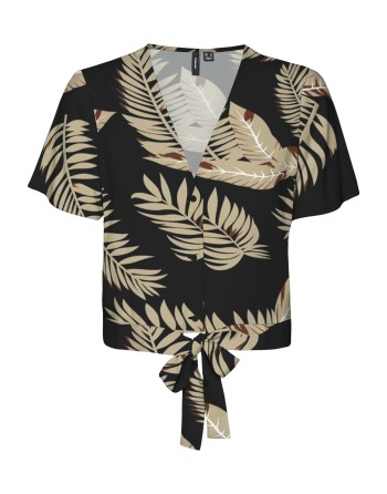 BLUSA M/C FLORES DETALLE NUDO 10297364 VMEASY JOY S/S TIE SHIRT WVN GA