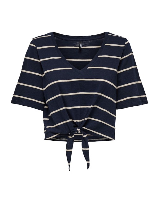 CAMISETA CON NUDO ABAJO 15348018 ONLSUMMER S/S V-NECK KNOT TOP JRS
