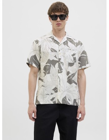 CAMISA M/C HILO ESTAMPADO HOJAS 12278489 JPRBLUBAHAMAS PRINT RESORT S/S SHIRT LN