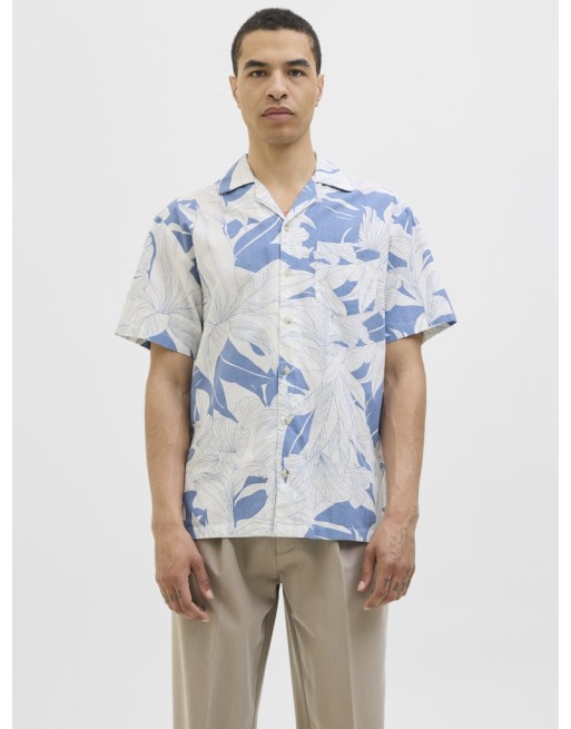 CAMISA M/C HILO ESTAMPADO HOJAS 12278489 JPRBLUBAHAMAS PRINT RESORT S/S SHIRT LN