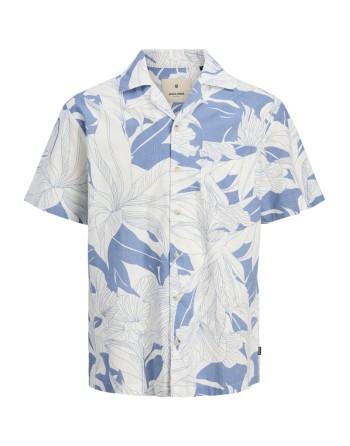 CAMISA M/C HILO ESTAMPADO HOJAS 12278489 JPRBLUBAHAMAS PRINT RESORT S/S SHIRT LN