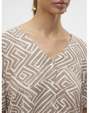 BLUSA ANCHITA BOTONES DELANTEROS 10279696 VMMYMILO 2/4 V-NECK SHIRT WVN NOOS