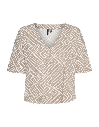 BLUSA ANCHITA BOTONES DELANTEROS 10279696 VMMYMILO 2/4 V-NECK SHIRT WVN NOOS