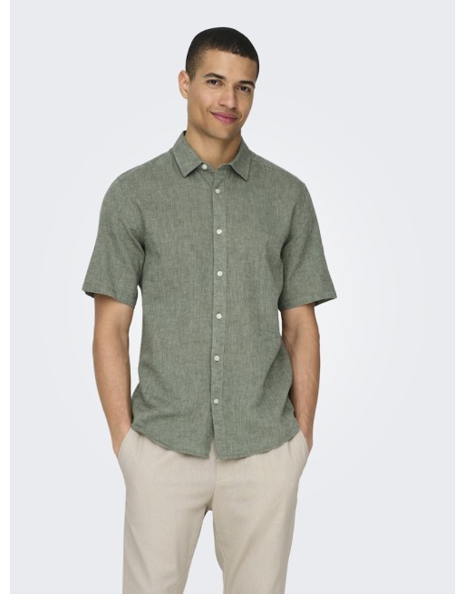 CAMISA LINO M/C 22009885 ONSCAIDEN LIFE SS SOLID LINEN BLEND NOOS