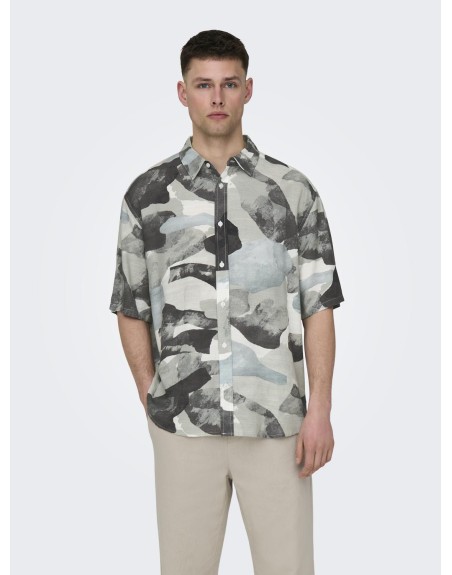 CAMISA M/C RELAXED TRICOLOR 22028390 ONSBUD LIFE SS RLX AOP LINEN SHIRT NOOS