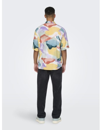 CAMISA M/C RELAXED TRICOLOR 22028390 ONSBUD LIFE SS RLX AOP LINEN SHIRT NOOS
