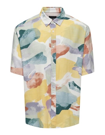 CAMISA M/C RELAXED TRICOLOR 22028390 ONSBUD LIFE SS RLX AOP LINEN SHIRT NOOS