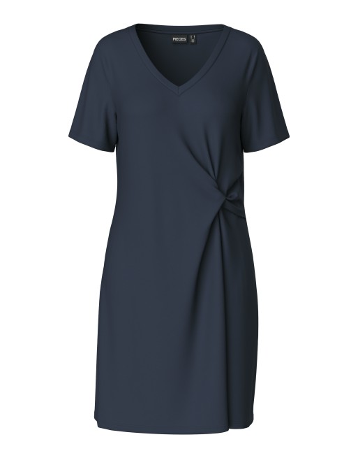 VESTIDO CORTO NUDO 17157438 PCANORA SS V-NECK KNOT DRESS JRS BC