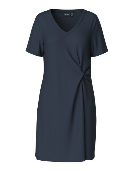 VESTIDO CORTO NUDO 17157438 PCANORA SS V-NECK KNOT DRESS JRS BC
