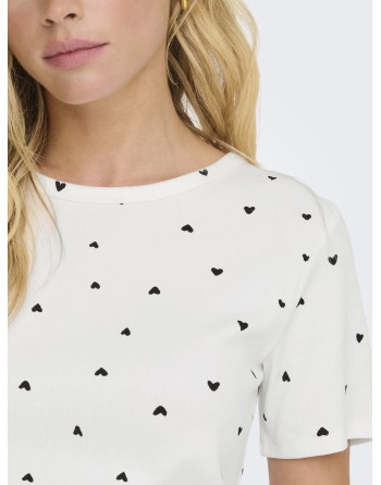 CAMISETA CORAZONES NEGRO 15336793 JDYSOFIA S/S PRINT TOP JRS NOOS