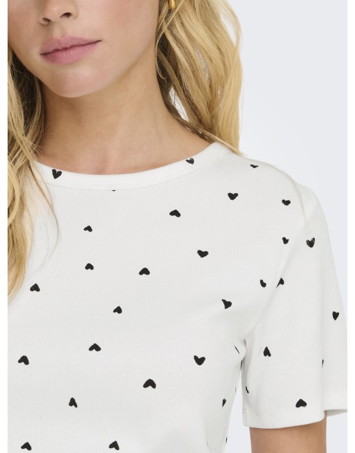 CAMISETA CORAZONES NEGRO 15336793 JDYSOFIA S/S PRINT TOP JRS NOOS