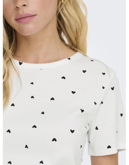 CAMISETA CORAZONES NEGRO 15336793 JDYSOFIA S/S PRINT TOP JRS NOOS