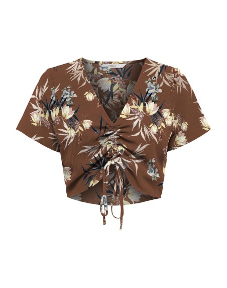 BLUSA AMARRE ABAJO 15264556 ONLKAYA LIFE LS RUCHING MESH TOP WVN