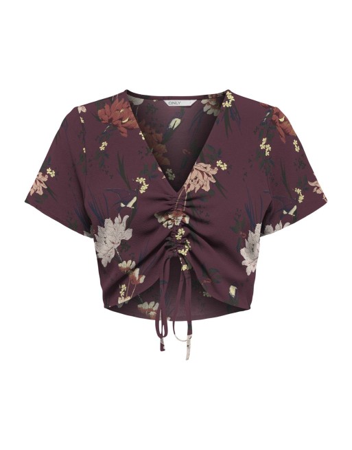 BLUSA AMARRE ABAJO 15264556 ONLKAYA LIFE LS RUCHING MESH TOP WVN