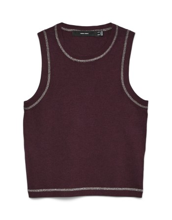 CHALECO TIPO JERSEY CUELLO REDONDO RIBETE BRILLOS 10336312 VMHAPPYGLITTER CONTRAST SL O-NK TOP BOO