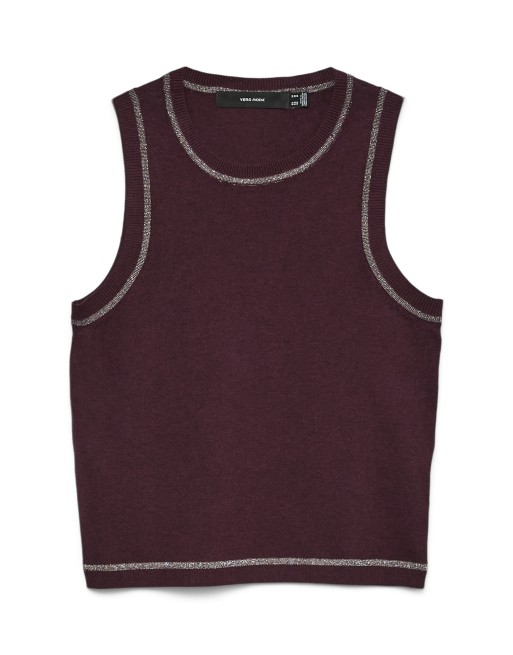 CHALECO TIPO JERSEY CUELLO REDONDO RIBETE BRILLOS 10336312 VMHAPPYGLITTER CONTRAST SL O-NK TOP BOO