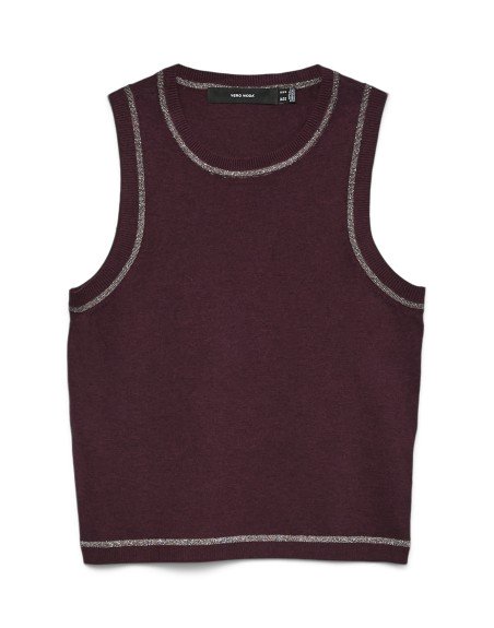 CHALECO TIPO JERSEY CUELLO REDONDO RIBETE BRILLOS 10336312 VMHAPPYGLITTER CONTRAST SL O-NK TOP BOO
