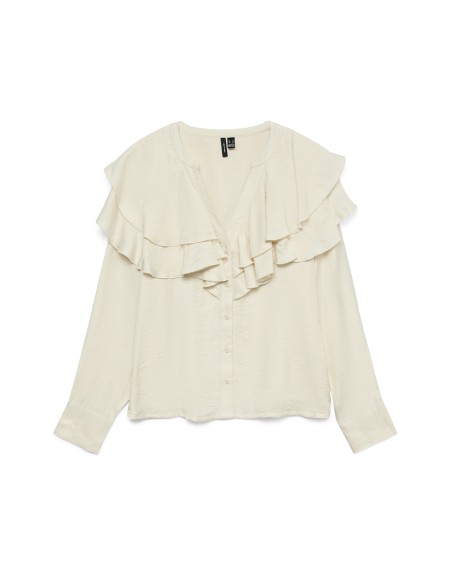 CAMISA M/L CUELLO V DETALLE VOLANTES 10335464 VMLIZZI LS FLOUNCE TOP WVN GA