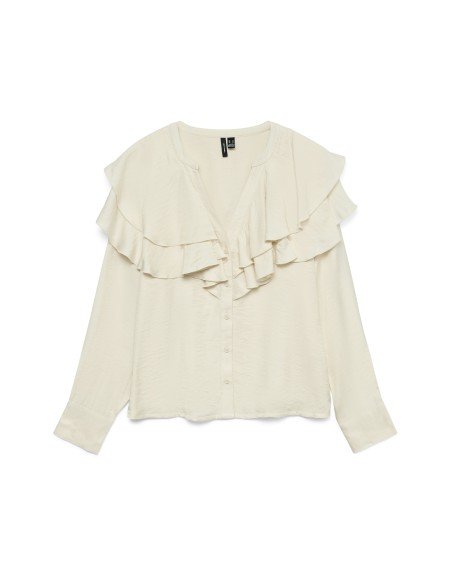 CAMISA M/L CUELLO V DETALLE VOLANTES 10335464 VMLIZZI LS FLOUNCE TOP WVN GA