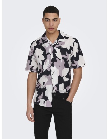 CAMISA ESTAMPADA VERANO 22025125 ONSTREV REG CTN LIN AOP SS SHIRT NOOS